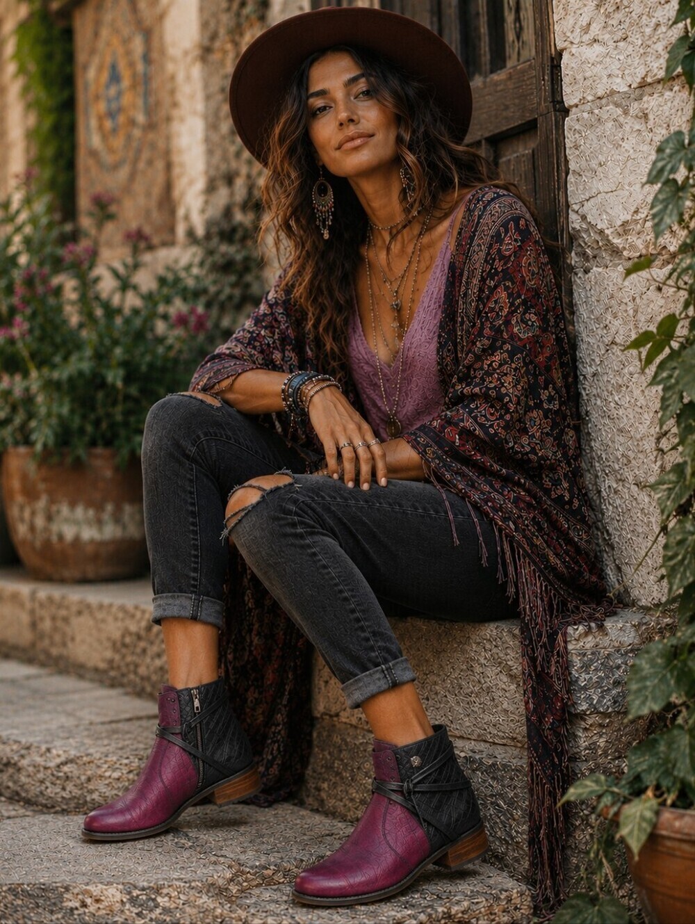NWT Veracruz Fox Hill Lace Booties-Black and Bordeaux